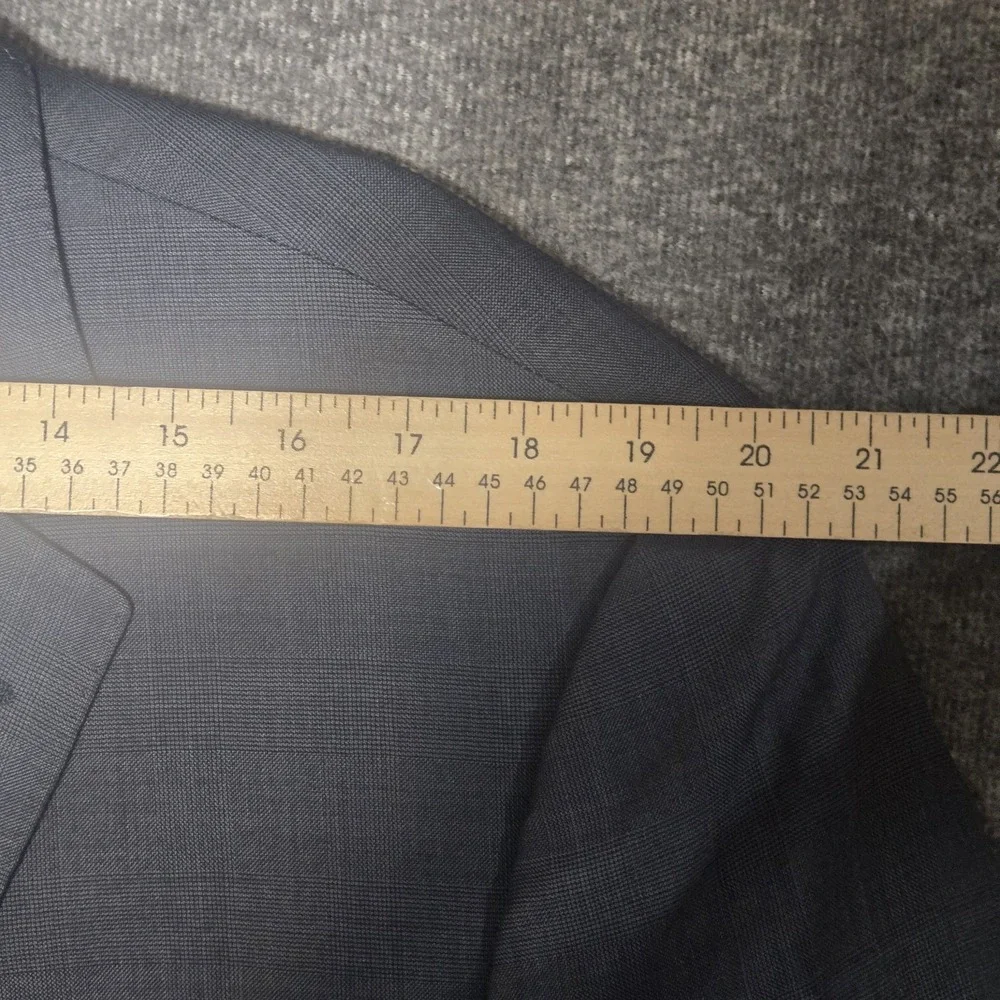 Peter Millar Sport Coat 44R‎ Blue Plaid Wool Two Button Double Vented Blazer